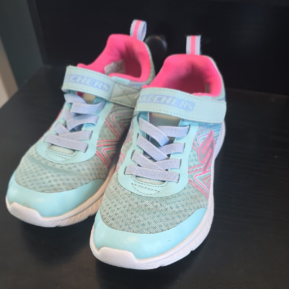 Skechers Kids Mint Green and Pink Athletic Sneakers